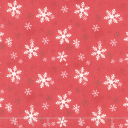 Postcard Christmas - Snowflakes Red Yardage Primary Image